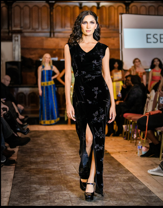 Eseohe's Black /silver velvet dress