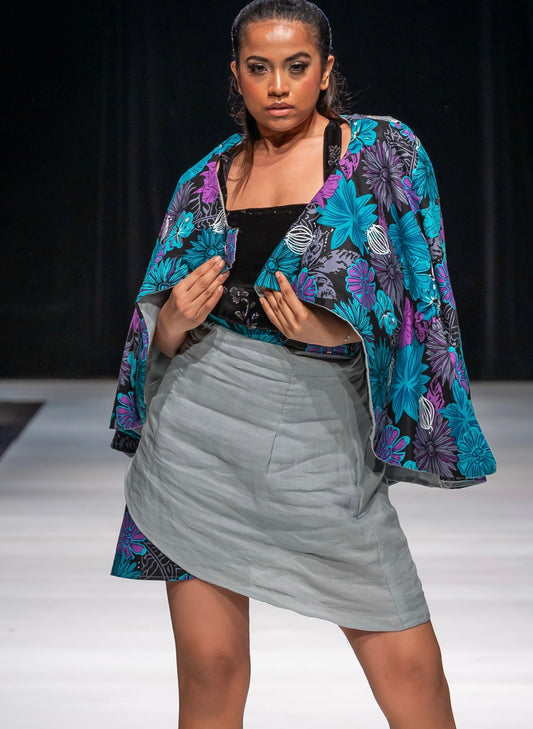 Working girl: cape  jacket (black&blue)