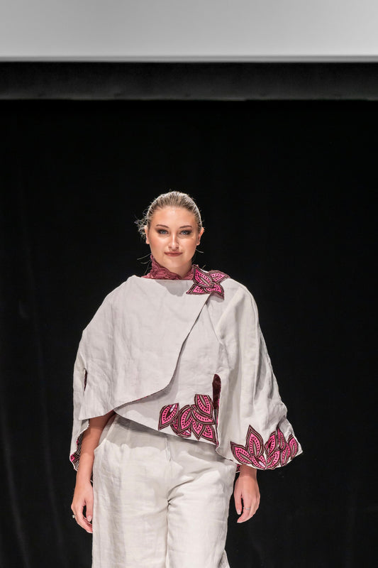 Working girl: cape  jacket (white and pink)